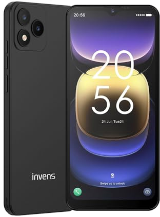 invens NOTE TK01 Smartphone Android 12 4G, 4250mAh Battery, 6.6 HD+ Display, 16MP+5MP Camera, 4+32GB/256GB, Dual SIM/Face Unlock/OTG/GPS Unlocked Mobile Phone (Carbon Black)
