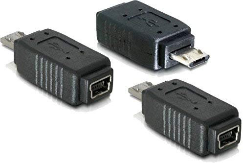 DeLOCK Adapter USB micro-B macho a mini USB 5pin hembra, Mini B Buchse -> Micro B Stecker, negro, 1