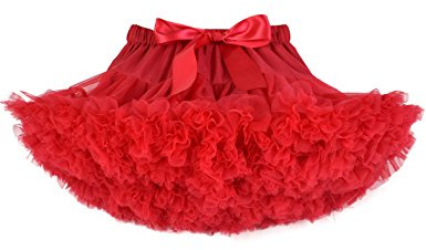 Baby Girls Tutu Skirt Princess Fluffy Soft Chiffon Ballet Birthday Party Pettiskirt Red M