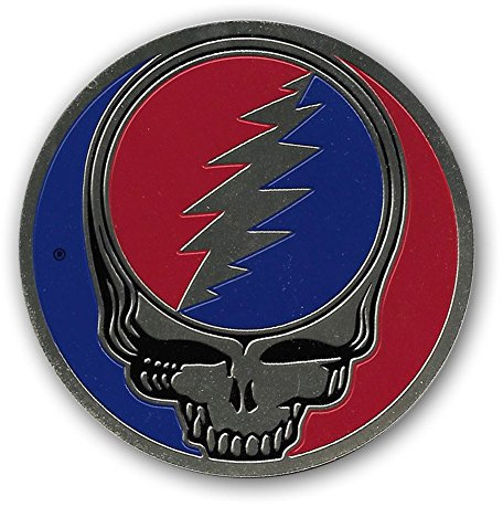 Grateful Dead 1.125 Inch Small Brass Steal Your Face SYF Metal Sticker Decal
