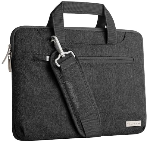 TECHGEAR Custodia per computer portatili da 14- 14.6 pollici, Custodia borsa portatile multifunzionale con tracolla regolabile, cinghia per bagagli e impugnature rimovibili - Nero