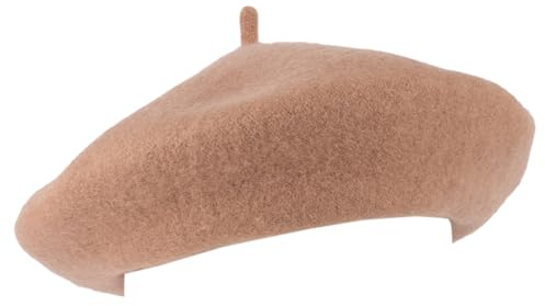 ZAKIRA Einfarbige Baskenmütze aus Wolle für Damen und Herren (Beige)