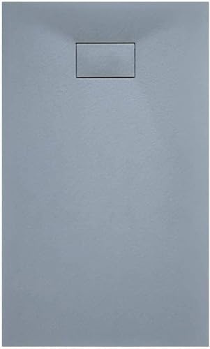 Piatto Doccia Spessore 2.6 Cm In Resina Effetto Pietra Stone Ardesia Antiscivolo Riducibile Indistruttibile Filopavimento Arredo Bagno Con Griglia Di Copertura Colore Grigio (70 x 110 cm)