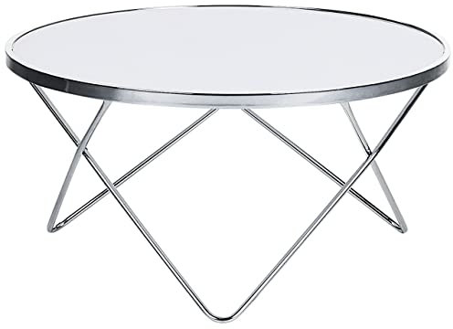 Beliani Designer Beistelltisch rund weiß/Silber Meridian