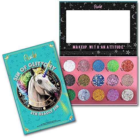 RUDE Sin of Glittony Glitter Palette 15 Eyeshadow Palette, multi colour