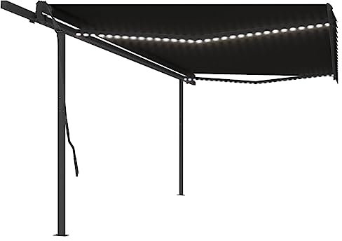 vidaXL Gelenkarmmarkise Einziehbar mit LED Markise Sonnenmarkise Balkonmarkise Sonnenschutz Sichtschutz Terrasse Garten 5x3,5m Anthrazit