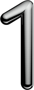 Ultion Sweet Chrome Door Number '1' | Self Adhering, No screws, No drilling, Matching numbers available, Matching Ultion Sweet door furniture available