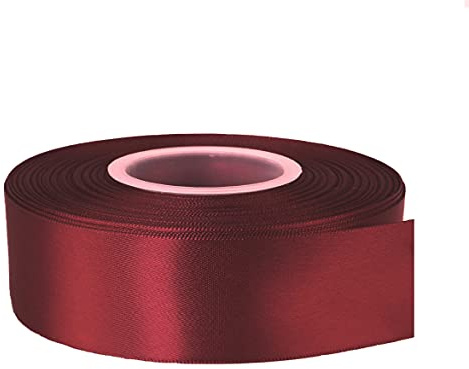 Dubbelsidigt satinband i polyester – 23 meter, perfekt för bröllop, presentförpackning, bågtillverkning och andra projekt (20 mm x 23 meter, rödbrun)