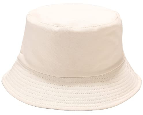 Malaxlx Damen Beige Fischerhut Bucket Hat Anglerhut Reversibel Fischerhüte Sonnenhut Sommerhut Faltbarer Draussenhut
