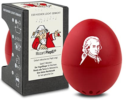 Mozart PiepEi - Singende Eieruhr zum Mitkochen - Eierkocher | Zusammen mit den Eiern kochen: Spielt für weich, mittel & hart eine Melodie - Lustiger & funktionaler Eggtimer - Musik Kochei