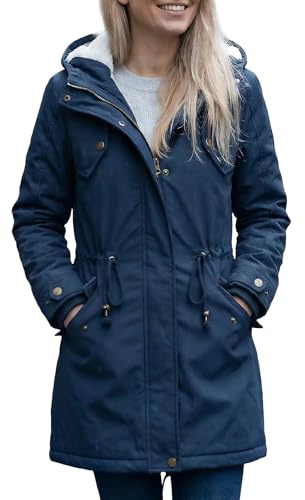 YYNUDA Vinterkappa dam varm parkas mellanlång vinterjacka jacka med huva tjock pälsjacka med huva plus storlek