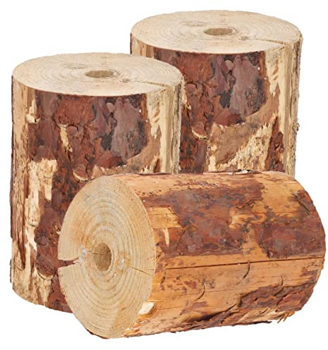 KOTARBAU® Antorcha de jardín, Vela Sueca con mecho para Encendido con CITRONELA, Estufa de leña finlandesa, Tronco de Madera, Fuego Sueco, Hoguera para jardín o Camping, Fuente de luz y Calor, 3 UDS