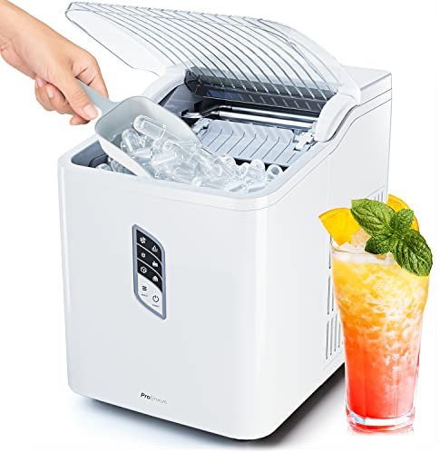 Pro Breeze® Ice Maker Machine, Large Countertop Ice Cube Maker with Ice Scoop, 15 kg Compact Self-Cleaning Ice Machine, Ice Ready in 6-9 Mins, 2 Sizes of Bullet Ice for Home/Kitchen/Office/Bar/Party