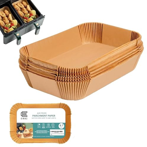 EIRAZ Air Fryer Liners Pack of 120, Disposable Rectangular Air Fryer Accessories, Airfryer Liners for Ninja AF300UK AF400UK, and DualZone Air Fryer (8.7 Inches)