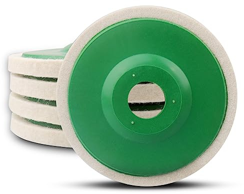 ATOPLEE Wolle Polierscheiben, 5er Pack 115mm DIA für Winkelschleifer, Wolle Filz Polierscheiben für Metall, Marmor, Holz (Loch:22mm, Dicke:8mm)