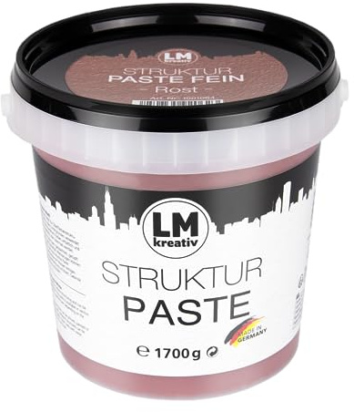 LM-Kreativ LM Struktur Paste fein 1,7 KG - Rost Rot - Strukturpaste für Leinwand - Perfekt für Bilder im Wohnzimmer, Flur, Schlafzimmer, Büro