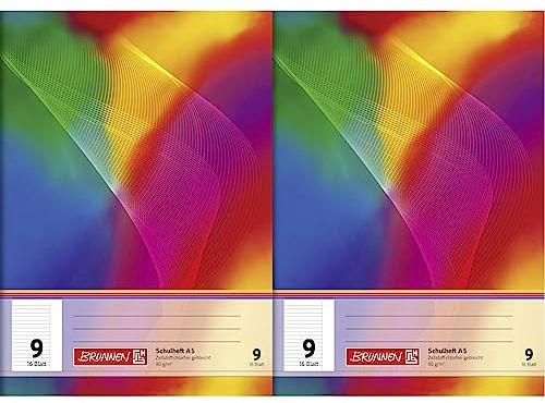 Brunnen 104590902 Schulheft A5 (16 Blatt, liniert, mit Rand, Lineatur 9) (Packung mit 2)