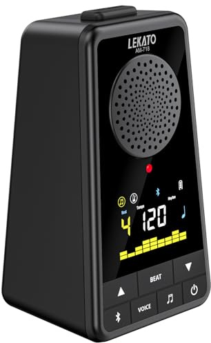LEKATO Bluetooth Speaker Metronome for Guitar Piano Drum, Rechargeable 2-in-1 Electronic Digital Metronome with Vocal Counts, Portable Wireless Speaker Beats Mixer, Black