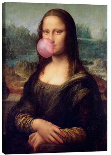 Posterlounge Mona Lisa mit Kaugummi Leinwandbild | 70 x 90 cm Wandbilder Wanddeko