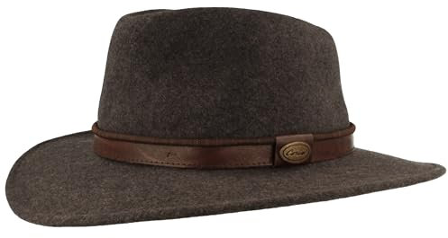 Breiter Rollbarer Outdoor Filzhut Trekkinghut 100% Wolle Wasserabweisend Hut faltbar Ledergarnitur Grau 55