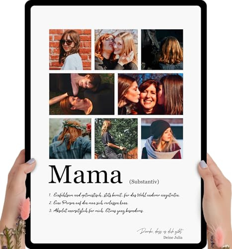 Elbeffekt Personalisiertes Fotogeschenk auf Holz - Geschenk für Mama, Beste Mama, Muttertag, 8 Bilder