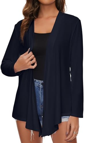 Famrrifuu Cardigan Donna Lungo Giacca Leggero Maniche Lunghe Aperto Davanti Elegante Cardigan Orlo Irregolare