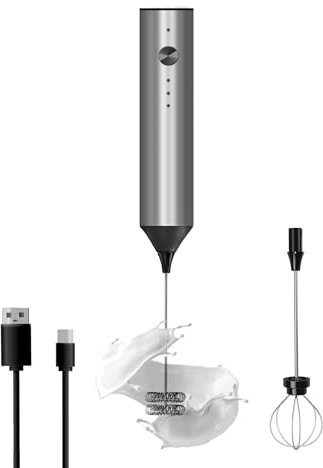 Montalatte portatile, frusta elettrica ricaricabile di tipo C, montalatte per caffè, 3 velocità di miscelazione, mini frullatore per bevande con 2 fruste per caffè, matcha, frappè, latte, cappuccino