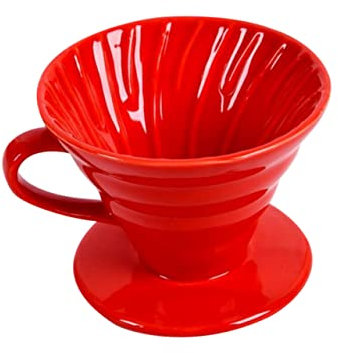 Artibetter Filtro De Café Vertido Mano Cerámico Diseño De Patrón De Espiral Para Filtración Lenta Hogar Oficina Color Rojo De Tazas