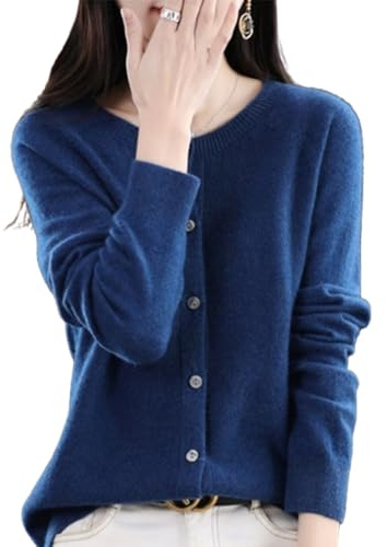 QingxingFa Cashmere Button Front Long Sleeve Cardigan Soft Warm Knit Elastic Jumpers,Cashmere Cardigan Sweaters for Women