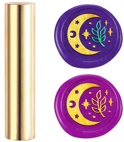 DELORIGIN Mond Mini Messing Stempel Pistole Wachssiegel Vintage 15mm Siegelstempel Personalisiert Blätter Siegelstempel Für Hochzeitseinladungen Umschläge Weihnachten Wein Verpackung Hochzeit