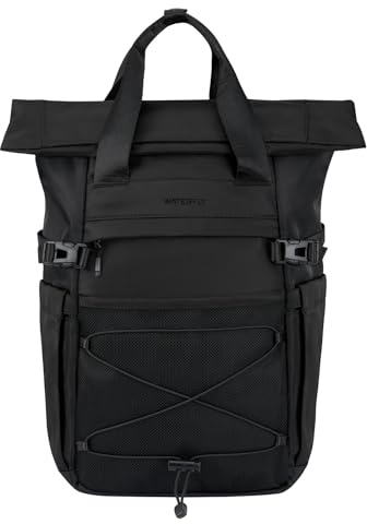 Waterfly Zaino arrotolabile: adatto per computer portatile da 16 pollici, stile casual, rolltop, borsa da cabina per donne, uomini, viaggi, lavoro, scuola, nero, Nero , M