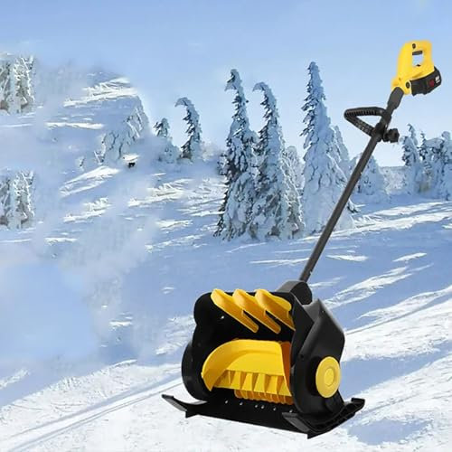 Pala da Neve elettrica con Doppie batterie Rimovibili, profondità 6'', Larghezza 16'', Distanza di Lancio 33 Piedi, Maniglia Anteriore Regolabile e Asta telescopica, spazzaneve Portatile