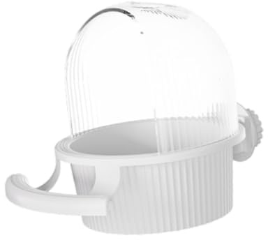 Parrot Water Dispenser Cup, Bird Cage Feeder, Outdoor Garden Yard Decoration, Bird Food Bowl for Parrots, Cockatiels, and Other Birds, Easy to Clean, 12.5x16.5x13.8cm (White)
