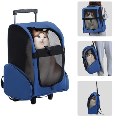 Katzenrucksack,Transportbox Katze,Katzen Transportboxen mit Haustiernest, Faltbare Katzentasche Transporttasche, Hundetragetasche mit Einstellbar Schultergurt für Katzen Kleiner Hund Welpe