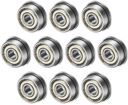 M METERXITY 10 Pcs Cuscinetto A Sfere Con Flangia F624ZZ 4 x 13 x 5mm | Acciaio Cromato GCr15, Per Carriole/Stampanti/Fax/Utensili Elettrici, Cuscinetti Con Flangia, Doppio Scudo Metallico