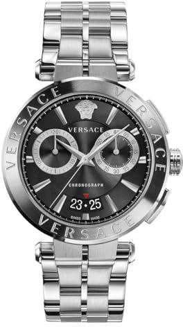 Versace Analog kvartsklocka för män med armband i rostfritt stål VE1D02623, Svart, mode
