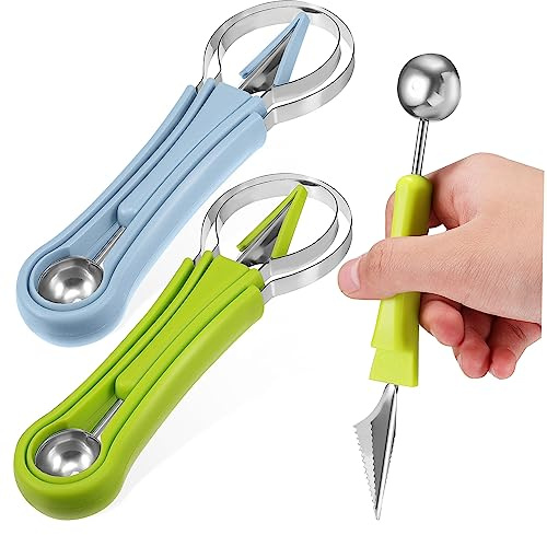NOLITOY 2 Impostati Utensili per Frutta in Inox Scolapasta Scavino e Pelapatate per Angurie e Ergonomico Leggero e Impilabile per Cucina e Negozi Frutta