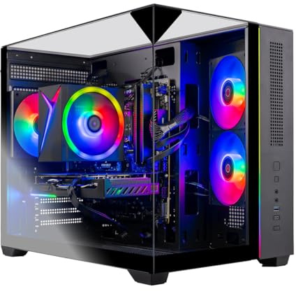 Skytech Gaming Crystal Gaming PC, AMD Ryzen 5 5500 3.6GHz, NVIDIA RTX 5050 8GB, 1TB NVMe SSD, 16GB DDR4 RAM 3200, 650W Gold PSU, Wi-Fi, Win 11, Gaming Desktop
