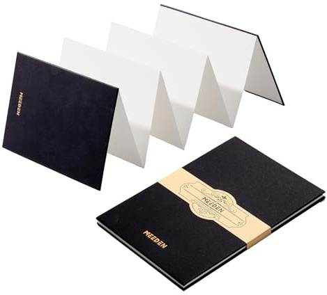 MEEDEN Cuaderno de bocetos portátil de papel de acuarela, cuaderno de bocetos de acordeón de 140 libras/300 g/m², sin ácidos, 100 % algodón, para técnicas húmedas/secas y viajes, prensa en frío