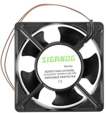 SIGANDG Ventilateur Axial pour Cassette de Cheminée, Insérable, Haute Température, Pales Métalliques, Silencieux, Pour poêles, extracteurs, cheminées, poêles à bois (120 x 120 x 38 mm)