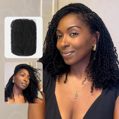 QVR Lot de 3 paquets de cheveux humains afro crépus en vrac pour dreadlocks - 150 g - Noir naturel - 40,6 cm - Cheveux humains crépus pour dreadlocks