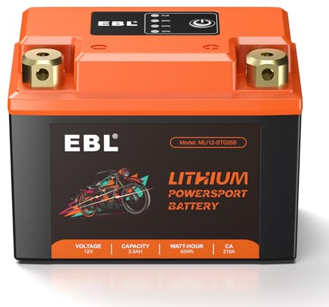 EBL Lithium YTX7A-BS, 150CCA Lithium LiFePO4 Motorcycle Battery, 12V 5Ah ATV, UTV, Jet Ski, 4 Wheeler, Quad, Riding Lawn Mower, Tractor, Scooter, PWC, Seadoo, Polaris and Generator Battery