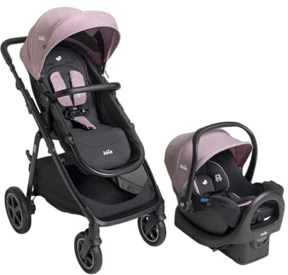 Joie Ginger DLX Travel System, 4-in-1 Stroller & Car Seat, Includes Lightweight Rue Infant Car Seat (Blush)