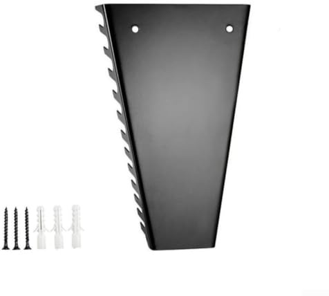 Robuster Metall-Schraubenschlüssel-Organizer-Tablett, Eisen-Werkzeugkasten-Aufbewahrungshalter, 13-Schlitz-Design für metrische und SAE-Schlüssel, Wandhalterung oder Schublade, schwarz (schwarz)
