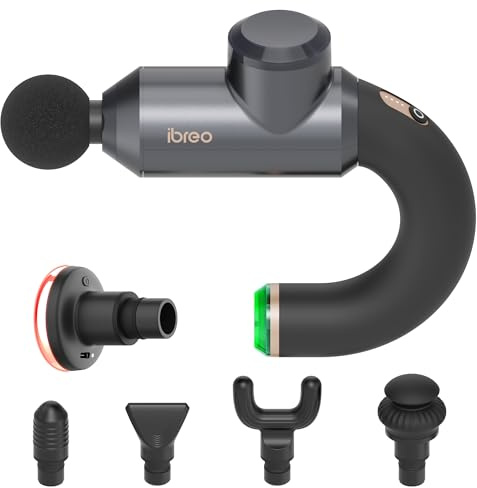 ibreo Surge Pro Deep Tissue Massage Gun with Heat, Percussion Muscle Massager for Pain Relief with 12mm Amplitude, 4 Speeds and 6 Massage Heads, Handheld Back and Neck Massager for Athletes Men Women