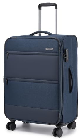 British Traveller Valigia Media Espandibile 68,5cm Trolley Medio Rigido Valigie Cabina con 4 Ruote Girevoli e TSA Lucchetto(24pollici, Blu)