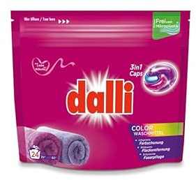Dalli 3in1 Waschmittel Caps – 24 Waschladungen | Vollwaschmittel, Color, Sport & Outdoor oder Black Wash | Waschmittel Pods mit Frischeduft – 1 Cap pro Wäsche (Colorwaschmittel)