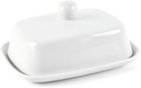 MHwan Butterdose Keramik, geeignet für alle gängigen Buttergrößen (250 g), Spülmaschinenfest, Butterdose Porzellan bewahrt das Aroma von Butter, Käse und käsigem Käse (Weiß)