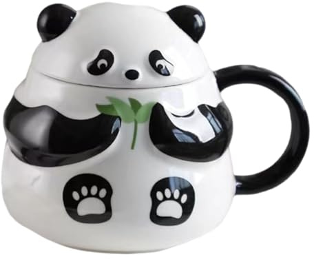 Taza De Café Panda – Linda Taza Con Tapa, Tazaa Multifuncional De Cerámica Conn Forma De Animal Para Bebidas Frías Y Calientes, De Té Con Leche De Dibujos Animados Para Niñas, Niños, Uso Doméstico,