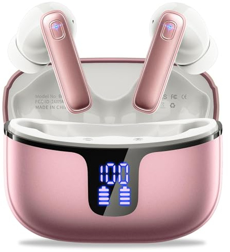 Drsaec Kabellose Bluetooth 5.3 Kopfhörer,Bluetooth Kopfhörer HiFi Stereo mit ENC Geräuschunterdrückung, 40h Akkulaufzeit, IP7 Wasserdicht, LED Display, EIN-klick-Paarung, für Sport/Arbeit/Handy